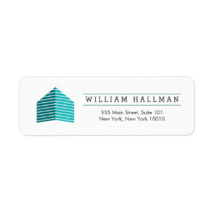 Abstract Huis Logo Blauwgroen/Wit Etiket
