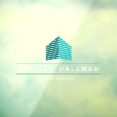 Abstract huislogo teal/wit raamsticker (Vel 3)