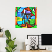 Abstract - Hut in het bos Poster (Thuiskantoor)