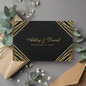 Abstract huwelijk met zwarte en goudgeometrie gastenboek