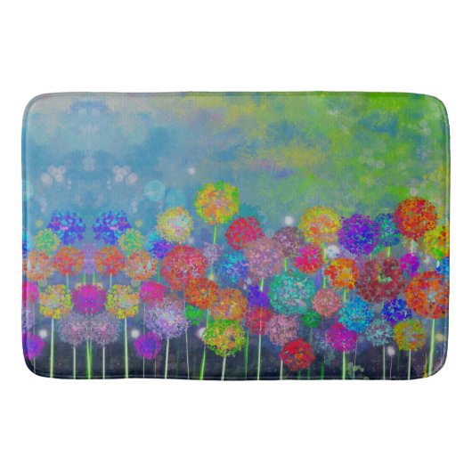 Abstract impressionistisch veld bloemen douche cu badmat (Voorkant)