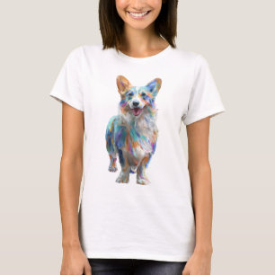 Abstract Impressionistische Kleurrijke Corgi Vrouw T-shirt