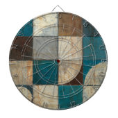 Abstract in blauw en bruin dartbord (Voorkant)
