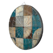 Abstract in blauw en bruin dartbord (Voorkant Rechts)