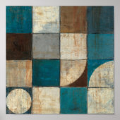 Abstract in blauw en bruin poster (Voorkant)