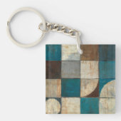 Abstract in blauw en bruin sleutelhanger (Voorkant)