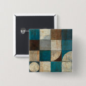 Abstract in blauw en bruin vierkante button 5,1 cm (Voorkant /achterkant)