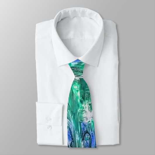Abstract in Blue Green en White Stropdas (Gebonden)