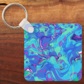 Abstract in Blues, Greens & Purples Sleutelhanger (Voorkant)