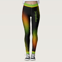 Abstract in Caribische kleuren met naam op BLACK Leggings