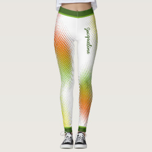 Abstract in Caribische kleuren met naam op WHITE Leggings