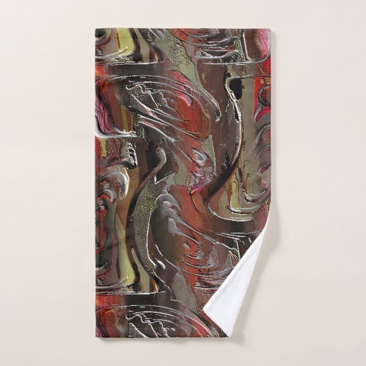 Abstract in mahogany en donkerrood bad handdoek (Handdoek)