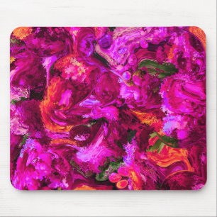 Abstract in paars, oranje en groen muismat