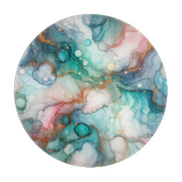 Abstract in Pink, Teal, Blue, and Gold Snijplank