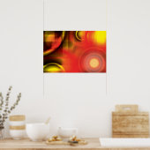 Abstract in rood en geel poster (Keuken)