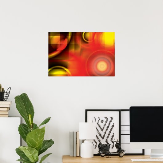 Abstract in rood en geel poster (Thuiskantoor)