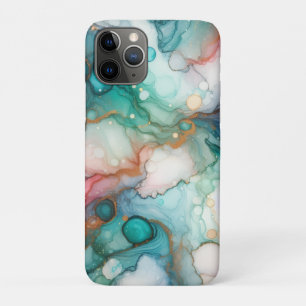 Abstract in roze, turquoise, blauw en goud iPhone 11 pro hoesje