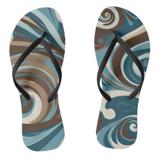 Abstract in Teal Brown and Tan Teenslippers