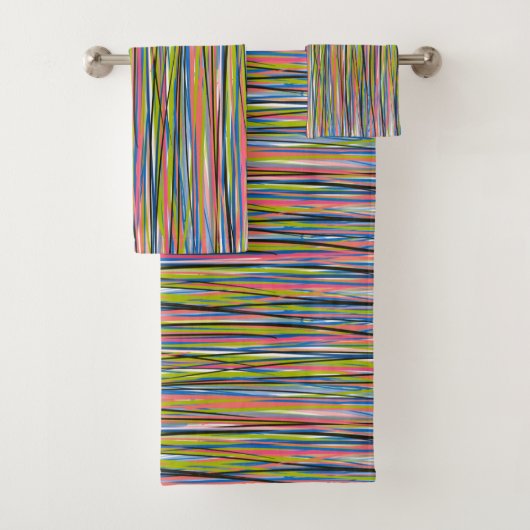 Abstract Indiaas Boho Line Patroon Bad Handdoek (Insitu)