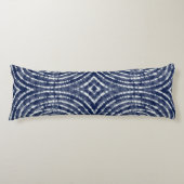 Abstract Indigoblauw Japans shibori-patroon Lichaamskussen (Voorkant)
