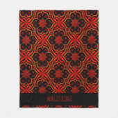 Abstract Indonesisch batik rood bloemmotief Fleece Deken (Voorkant)