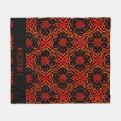 Abstract Indonesisch batik rood bloemmotief Fleece Deken (Voorkant (Horizontaal))