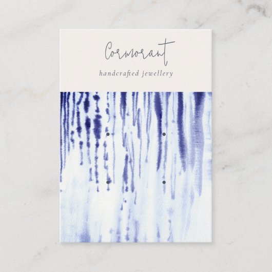 Abstract Ink Blue Lines 2 Oorbel Stud Holder Visitekaartje (Voorkant)