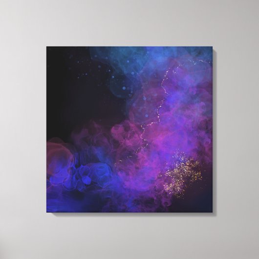 Abstract inktschilderend zwart blauw Paars vierkan Canvas Afdruk (Voorkant)