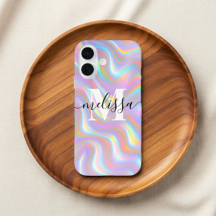 Abstract Iridescent 3D-effect Monogram iPhone 16 Hoesje