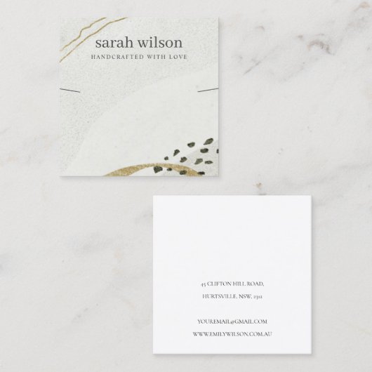 Abstract Ivory Black Gold Ketting Band-beeldscherm Vierkante Visitekaartje (Voorkant / Achterkant)