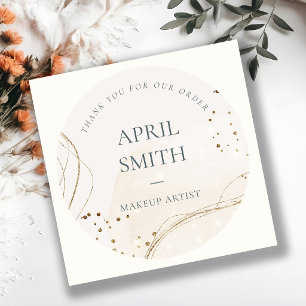 Abstract Ivory Gold Bedankt voor uw bestelling Ronde Sticker