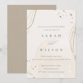 Abstract Ivory Gold Glitter Couples Shower Invite Bedankkaart (Voorkant / Achterkant)