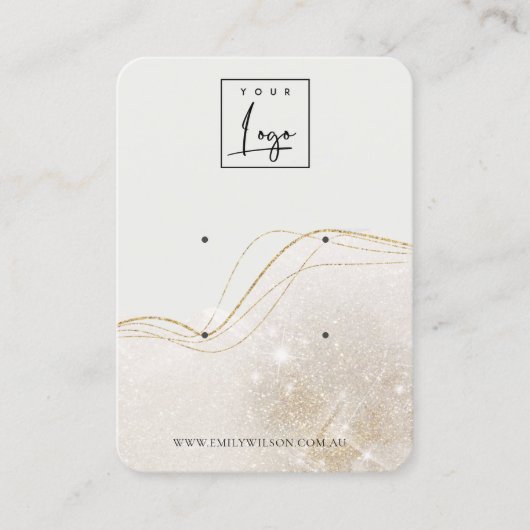 Abstract Ivory Gold Glitter Logo 2 Veroorbaar beel Visitekaartje (Voorkant)