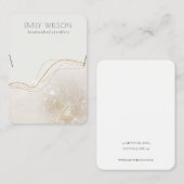 Abstract Ivory Gold Glitter Shiny Ketting Display Visitekaartje (Voorkant / Achterkant)
