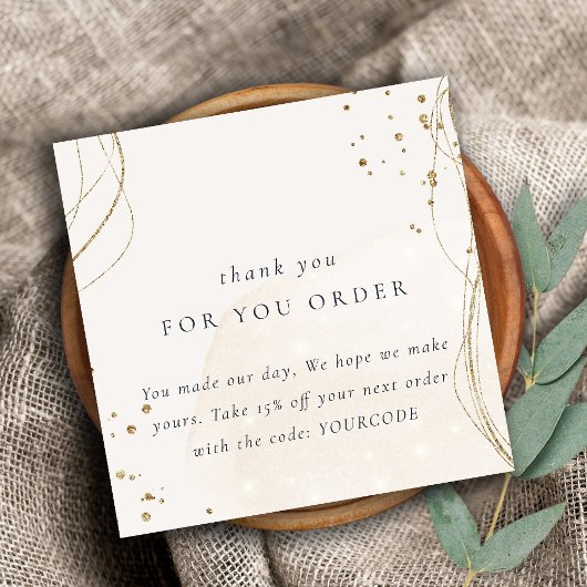 Abstract Ivory Gold Hartelijk dank voor de korting Vierkante Visitekaartje