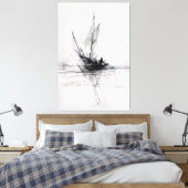 Abstract jacht op Zee Sketch - Premium Canvas Afdruk (Insitu (Slaapkamer))