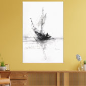 Abstract jacht op Zee Sketch - Premium Canvas Afdruk (Insitu (Woonkamer))