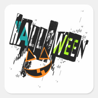 Abstract Jack O' Lantern grijns Halloween Vierkante Sticker