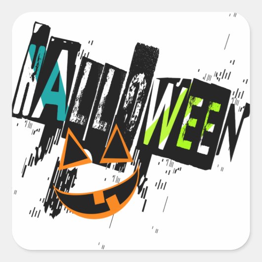 Abstract Jack O' Lantern Grin Halloween Vierkante Sticker (Voorkant)