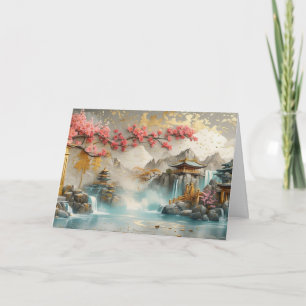 Abstract Japans Landschap met Sakura Blossom Kaart