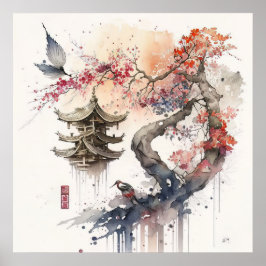 Abstract Japans Landschap Poster