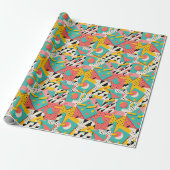 Abstract jaren '90 Retro Thema Verpakkingsdocument Cadeaupapier (Uitgerold)