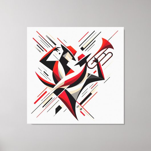 Abstract jazztrombonekoppel canvas afdruk (Voorkant)