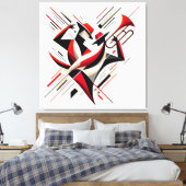 Abstract jazztrombonekoppel canvas afdruk (Insitu (Slaapkamer))