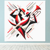 Abstract jazztrombonekoppel canvas afdruk (Insitu (Houten vloer))