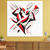 Abstract jazztrombonekoppel canvas afdruk (Insitu (Woonkamer))