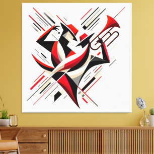Abstract jazztrombonekoppel canvas afdruk