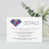 Abstract juweel edelsteen trouwdetails invoegen informatiekaartje (Staand voorkant)