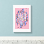 Abstract Kaleidoscope Burst Canvas Pink Afdruk (Insitu (Houten vloer))