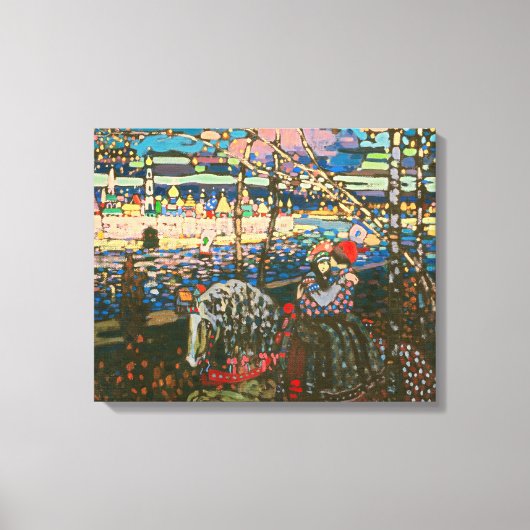 Abstract Kandinsky Riding Paar Kleurrijk Canvas Afdruk (Voorkant)